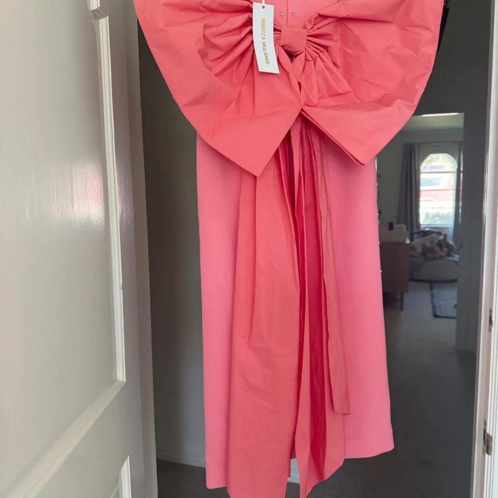 ✨ NWT Rebecca Vallance Brittany Bow Embellished Midi Dress | Pink | US 0 / AUS 4 - Picture 9 of 12
